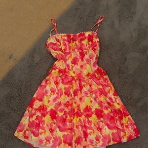 Floral Pink and Yellow Corset Sundress